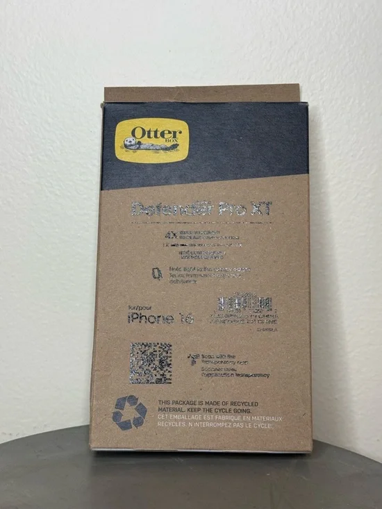 iPhone 16 OtterBox Rugged Case in Tan with Orange Trim and Camouflage Back - Picture 3 of 3